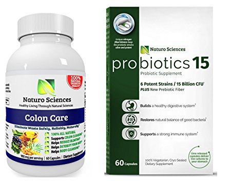 Probiotic and Colon Care Starter Set - Start Your Detox and Healthy Digestive System Overhall Today! Set Includes 60 Count Probiotics and 60 Count Colon Care To Help You On You Way To Feeling Healthy