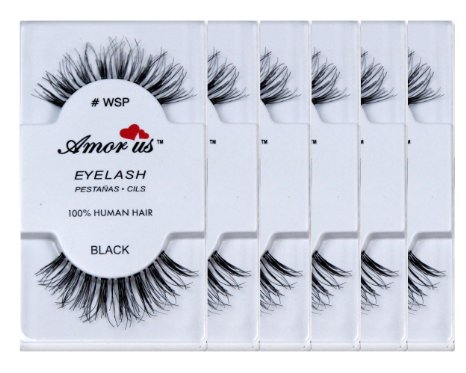 Amorus 100% Human Hair False Eyelashes #wsp (6 Pack) Compare Red Cherry