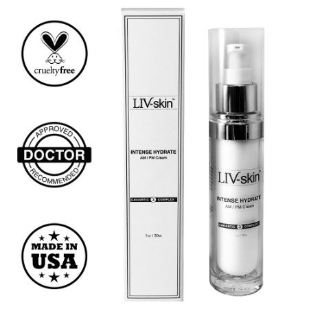 #1 USA Dr. Recommended | LIV-skin INTENSE HYDRATE AM/PM CREAM for Facial Wrinkles, Anti-Aging, Fine Lines, with Collagen Production - 1oz/30ml - Pump Bottle | Ships Free PRIME 2-day