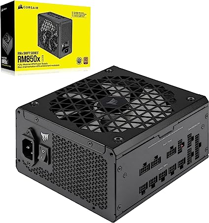 Corsair RM850x SHIFT Fully Modular ATX Power Supply - 80 PLUS Gold - ATX 3.0 - PCIe 5.0 - Zero RPM - Modular Side Interface - Black