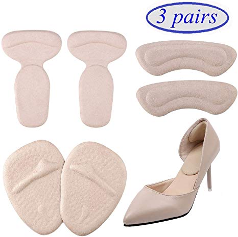 FonsBleaudy Heel Grips, High Heel Pads, Heel Inserts, High Heel Forefoot Cushion, Blister Prevention, Anti Slip Heel Shoe Cushion Inserts, Heel Snugs for Women (2 Inserts 1 pad)