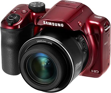 Samsung WB1100F 16.2MP CCD Smart WiFi & NFC Digital Camera with 35x Optical Zoom, 3.0" LCD and 720p HD Video (Red)