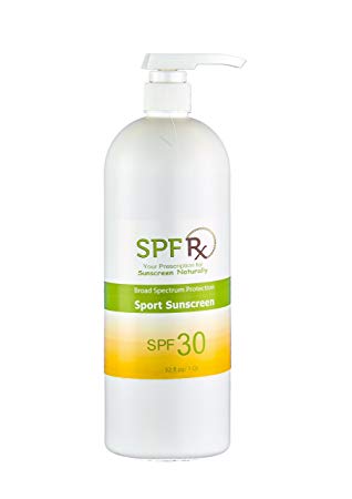 SPF Rx SPF 30 Sport Lotion- Water Resistant Sunscreen Broad Spectrum UVA & UVB Protection Non Greasy Residue Sunscreen Bulk, 1 Quart