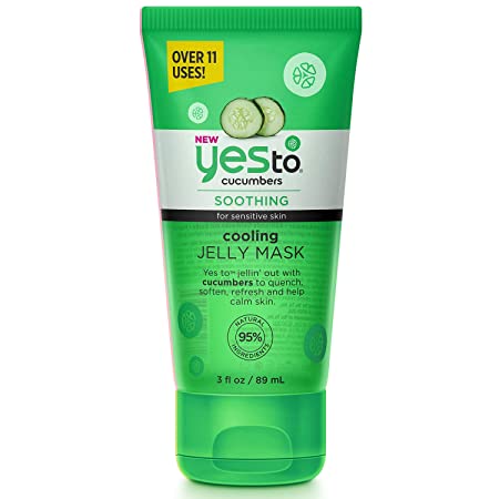 Yes To Cucumbers Cooling Jelly Mask for Sensitive Skin, 3 Fluid Ounce