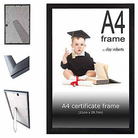 A4 Black Photo Frame, Picture Frame, Certificate Frame, Freestanding and Wall Mountable