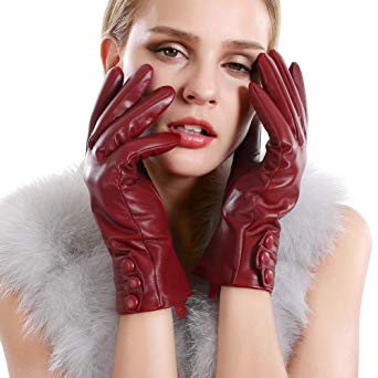 VEMOLLA Luxury Women Touchscreen Genuine Leather Gloves Cashmere Lining for Texting Driving Winter