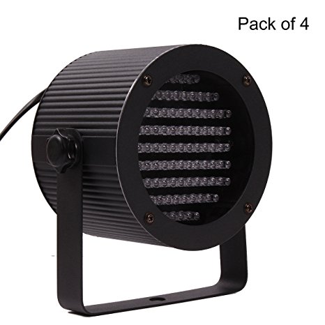 Exlight Stage Lights, 86 RGB LEDs Par Lights, Round Design, Sound Activated, for Bars, Parties, Concerts and Light Show Pack of 4 Color Black