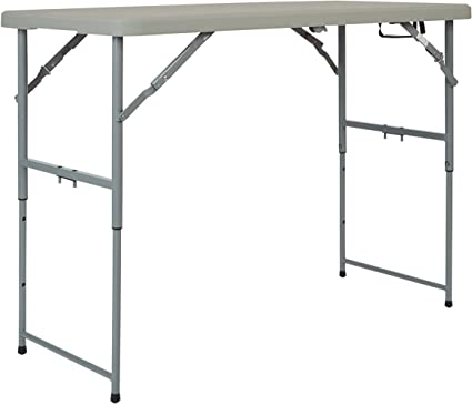 Office Star Resin Multipurpose Rectangle Table, 4-Feet Long, Height Adjustable, Center Folding Table