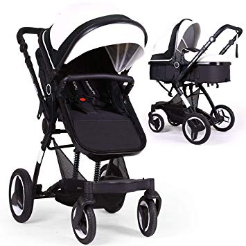 Bassinet Baby Stroller Reversible All Terrain - Cynebaby Vista City Select Strollers for Infant Toddler Pram Pushchair add Net Cover (Flash White)