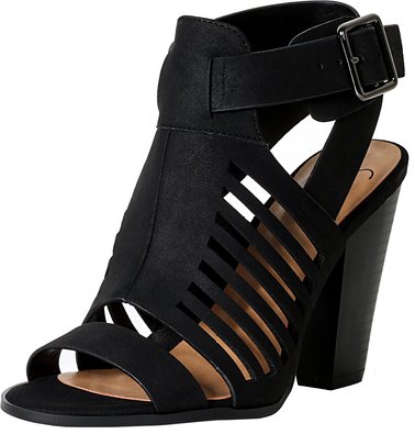 Delicious By Soda Yummy Cutout Stacked Heel Sandal