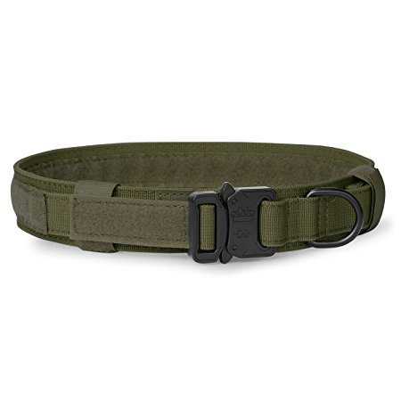 1.5 Inch Tactical Dog Collar SANSTHS Velcro Heavy Duty Dog Accessories with Handle Adjustable Army Military Training Collar