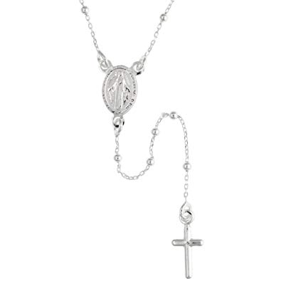 Sterling Silver Baby Rosary Necklace Dainty 1.8 mm Beads Handmade for women Italy 18 inch