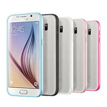 Samsung S6 Case, 5 Pcs Ace Teah Protective Case Shock Absorbing TPU Hard Clear Back Cover PC Scratch Resistant Dust Proof Bumper Case for Samsung Galaxy S6 Firm Grip - Black, White, Pink, Plum, Blue