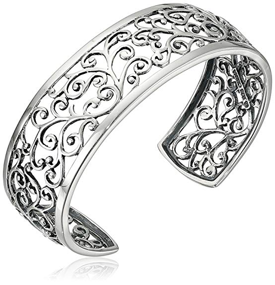 Sterling Silver Filigree Open Cuff Bracelet, 6.5"