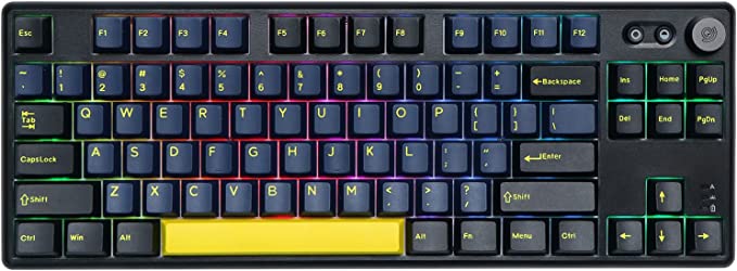 EPOMAKER CIDOO ABM084 TKL Hot Swappable RGB 2.4Ghz/Bluetooth 5.0/Wired Mechanical Gaming Keyboard NKRO with Poron Foam, Aluminum Knob Control, PBT Keycaps for E-Sport Win/Mac/Linux/Android(Flamingo)