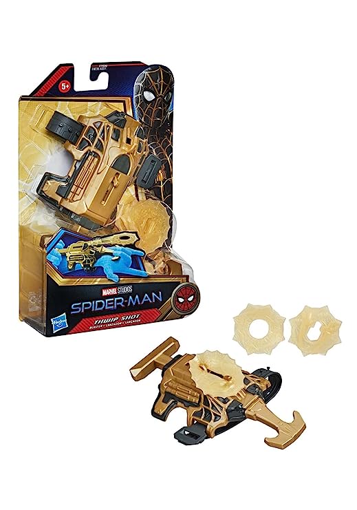 Marvel Spider-Man Thwip Shot Blaster Role Play Toy, Includes 3 Stretchy Web Projectiles, for Kids Ages 5&Up, Multi Color