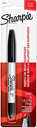 Sharpie TWIN TIP Marker Permanent, Permanent Marker Fine   Ultra Fine, 1-Carded, Black Ink (32101PP)