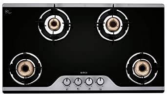 Elica Slimmest 4 Burner Auto Ignition Gas Stove with Double Drip Tray and Forged Brass Burners (904 CT VETRO 2J (TKN Crown DT AI))