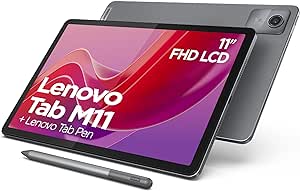 Lenovo Tablet Tab M11, Pantalla táctil de 11 Pulgadas, MediaTek G88, 4 GB de RAM, 128 GB eMMC 5.1, Android 13, Gris, Incluye Pen