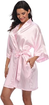 Women's Pure Short Silky Robes Bridesmaid Bride Party Satin Robes Sleepwear