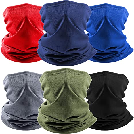 6 Pieces Summer Neck Gaiter Face Cover Scarf Breathable Face Balaclava Tube for Men Women Fishing Hiking Climbing