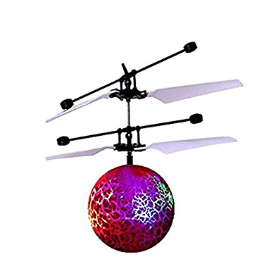 RC Flying Ball Crystal Flashing LED Light Flying ball RC Toy RC infrared Induction Helicopter for Kids, Teenagers Colorful Flyings for Kid's Toy Red