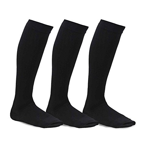 TeeHee Viscose from Bamboo Compression Knee High Socks with Rib 3-Pack
