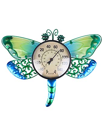Thermometer Indoor Outdoor Patio Dragonfly Waterproof Wall-Mounted Thermometer Does not Require Any Battery