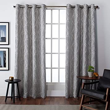 Exclusive Home Curtains Finesse Branch Print Grommet Top Curtain Panel Pair, 54x84, Ash Grey, 2 Piece