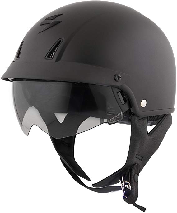 ScorpionExo Unisex-Adult half-size-helmet-style EXO-C110 Helmet (Matte Black,X-Large), 1 Pack