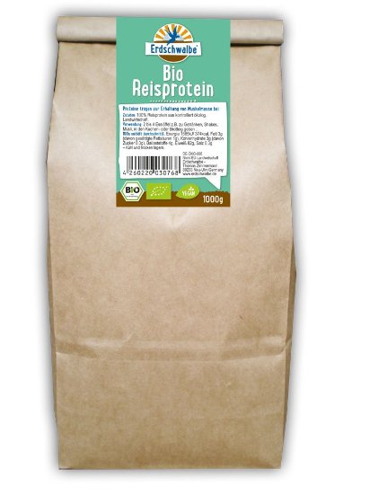 Erdschwalbe Organic Rice protein powder 1kg - 82% of protein content