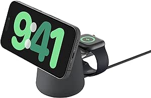 Belkin 2-in-1 MagSafe Wireless Charging Dock 15W Fast Charge iPhone Charger Compatible with iPhone 15, 14, 13, and 12 Series, AirPods, and Other MagSafe Enabled Devices, Includes Power Supply - Black