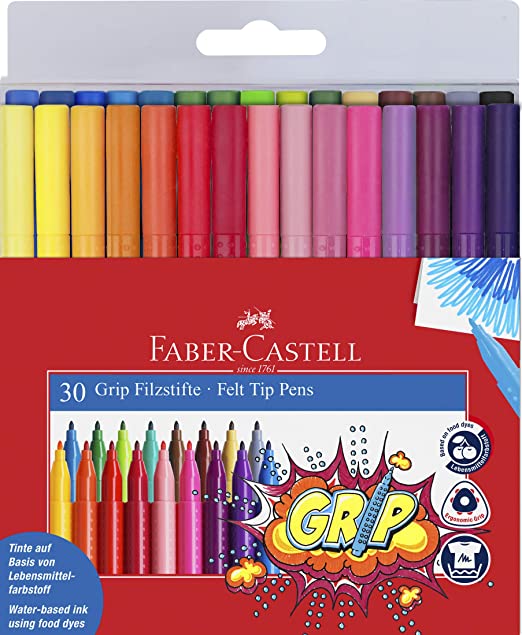 Faber-Castell Grip Colour Felt Tip Pens - Set of 30