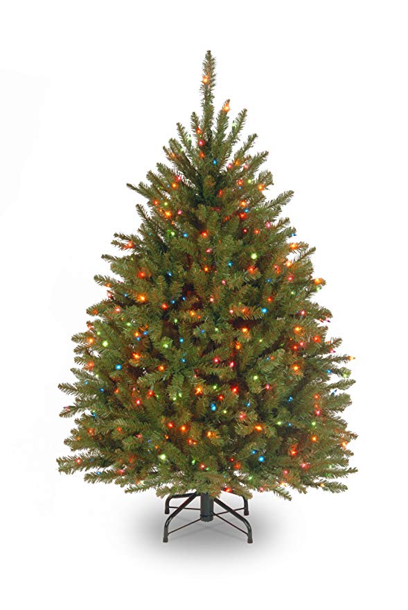 National Tree 4.5 Foot Dunhill Fir Tree with 450 Multicolor Lights, Hinged (DUH3-45RLO)