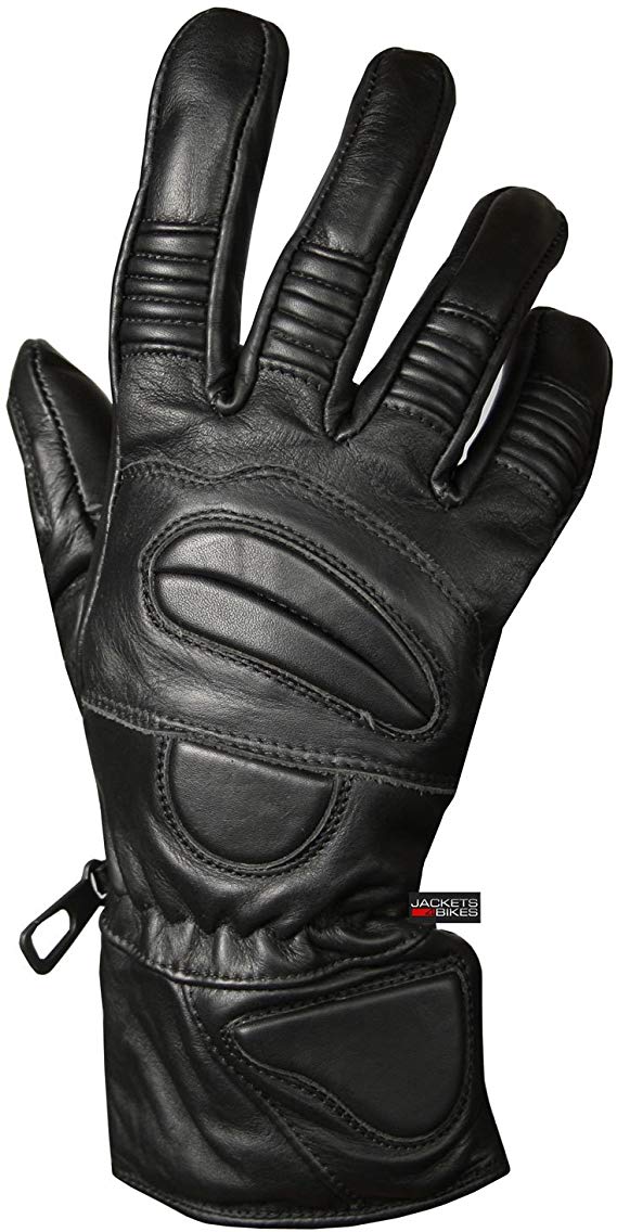 New Premium Leather Winter Motorcycle Riding Gloves Biker Thermal Black L