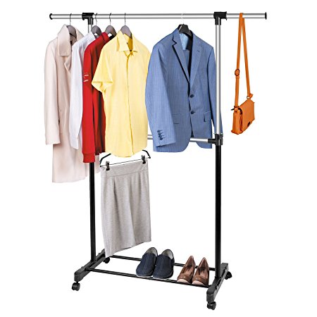 Tatkraft Saturn Two-level Garment Rack Clothes Rail Clothes Rack on Wheels with Extensible Rods