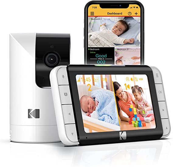 KODAK Cherish C525P Smart Video Baby Monitor, Video for Clear and Confident Check-Ins, User-Friendly Setup and Use and Battery-Life Lasting Through Naptimes or The Whole Night