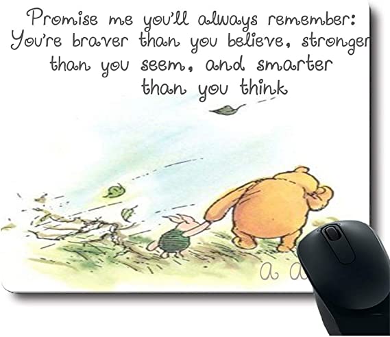 Apottwal Mouse Pad,Gaming Mouse Pad,Non-Slip Rubber Base Mousepad for Laptop Computer,Mouse Pads for Wireless Mouse,Cute Bear Always Remember You are Braver Than You Believe Mouse Pad Desk Decor