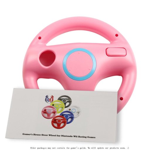 GH Wii U/Wii Wheel for Racing Games, Mario Kart Racing Wheels - Peach Pink (6 Colors Available)