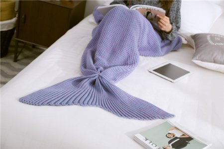 Mermaker ® Beautful Knitting Refreshing Soft Mermaid Blanket Sleeping Bag for Adult and Kids Purple 71"x32"