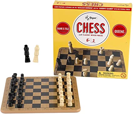 Regal Games Standard Wood Chess Board Set with Classic Wood Pieces, 10 x 10 Inch