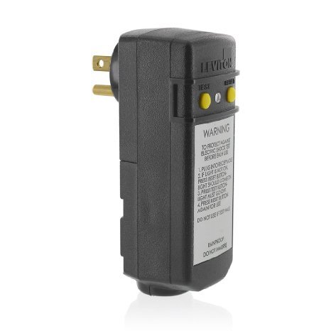Leviton 16693 15-Amp 120-Volt Grounded Compact Automatic Reset Right Angle GFCI RoHS Compliant Black