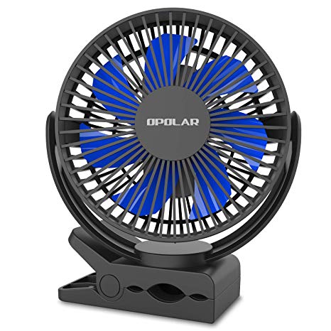 OPOLAR Golf Cart Fan, 5000mAh Rechargeable Battery Operated Portable Personal Fan, Quiet Strong Wind, 7 Blade, Outdoor Camping, Office Quiet Operation