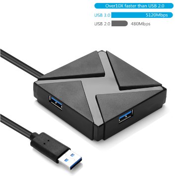 Vogek 4 Ports USB 3.0 Hub, Stylish and Compact Super Speed USB Hub