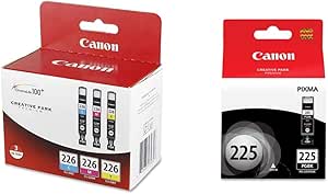 Canon CLI226 3 Color Multi Pack   Canon PGI-225 BLACK Ink Compatible with Select Canon Printers