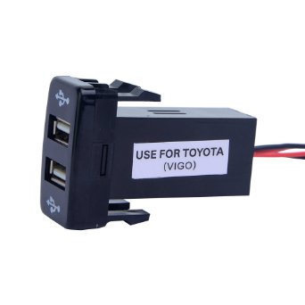 MICTUNING 21A Dual USB Power Socket for Smart Phone PDA iPad iPhone Charger for Toyota