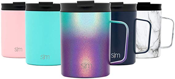 Simple Modern 12oz Scout Coffee Mug Tumbler - Travel Cup for Men & Women Vacuum Insulated Camping Tea Flask with Lid 18/8 Stainless Steel Hydro Shimmer: Aurora