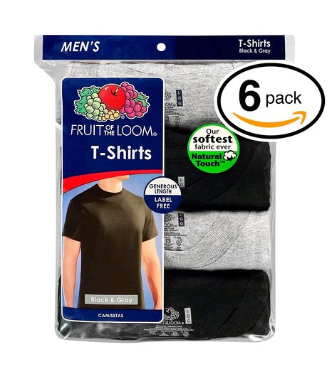 Fruit of the Loom Men's 6-Pack Stay Tucked Crew T-Shirt