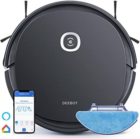 Ecovacs Deebot OZMO U2 Pro Robot Vacuum Cleaner 2in1 Vacuum and Mop, Extra Pet Care Kit 800ml Large Dustbin & Tangle-Free Brush, Ideal for Pet Hair, No-Go Zones, 2.5Hrs Run Time, Voice and App Control