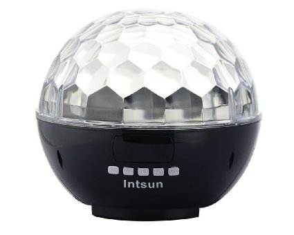 Intsunreg Mini Rechargeable Portable Speaker with Stage Lights Magic Disco Ball Light Speaker RGB Color LED Crystal Ball Support FM Radio for Christmas Party Club etc Black